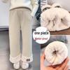 Girls' Warm Lambswool Wide-Leg Winter Pants