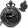 Hollow Gear Design Pendant Clock Chain Vintage Style Steampunk Pocket Watch  For Men Women