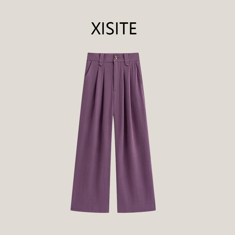 Linen pants women's spring and summer new casual white thin high-waisted thin straight cotton and linen wide-leg trousers