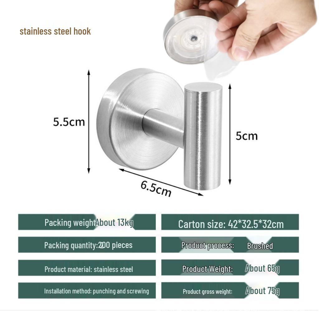 Stainless Steel No-Drill Suction Cup Hook - Strong Load-Bearing for Bathroom and Toilet