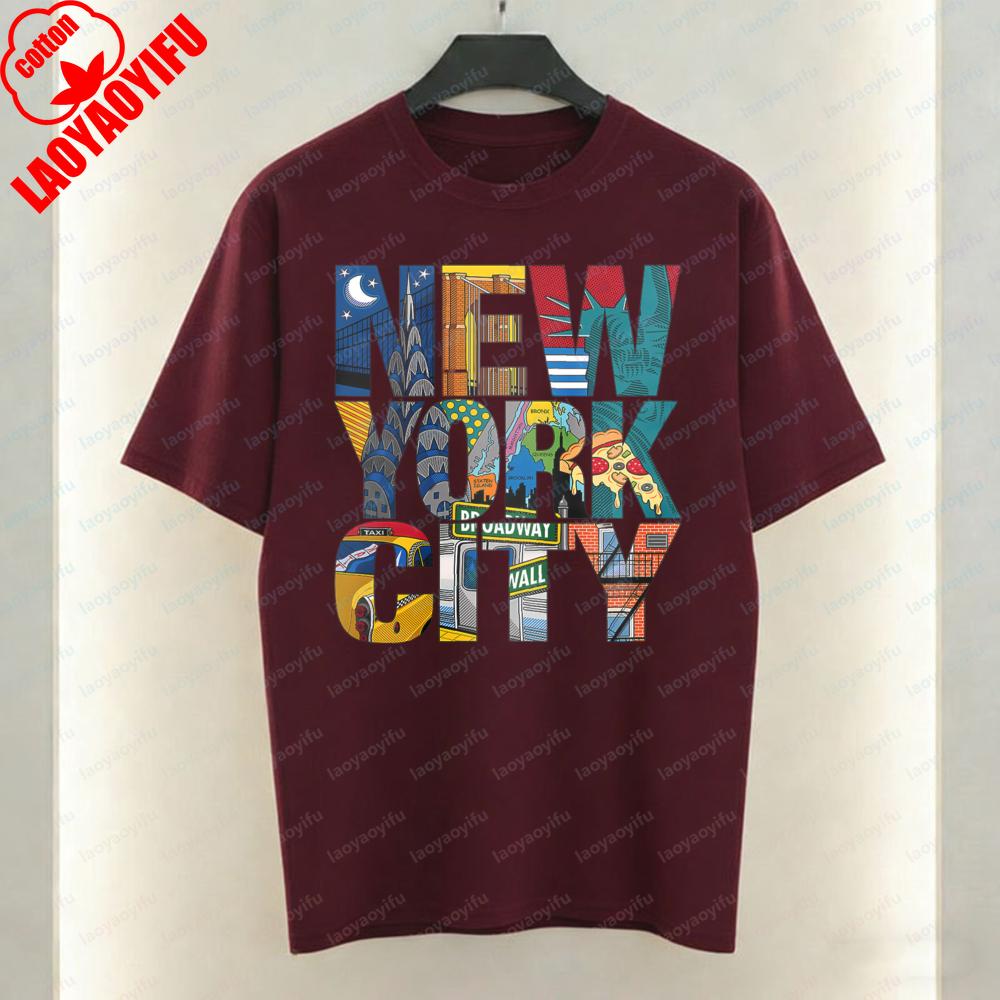 New York City Unisex TShirt Retro Pop Art Graphic Tops Holiday Party Travel Casual Cotton Tee Fashion Streetwear for Women Unisex