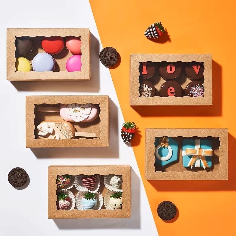Kraft Paper Windowed Cake and Cookie Box Small: 13.5*7*5 cm