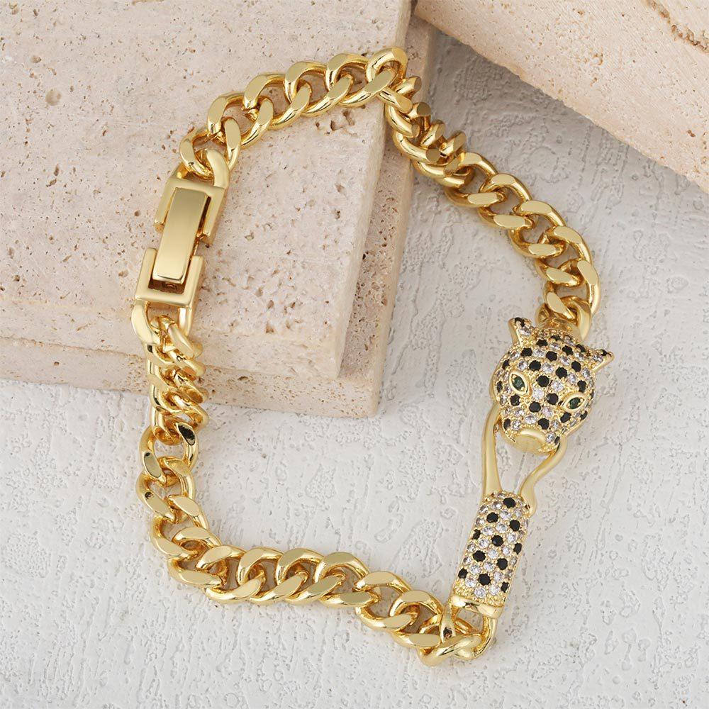 European and American New Women's Fashion Hip-hop Jewelry Stone Leopard Bracelet Bracelet Bracelet
