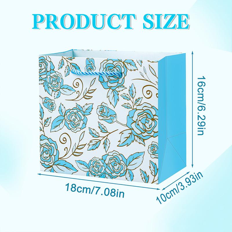 WTEMPO Wedding Rose Paper Bags Festival Party Gift Bags Shopping Clothes Hand-carry Packaging Bags DIY Foldable Printed Universal Storage Bags