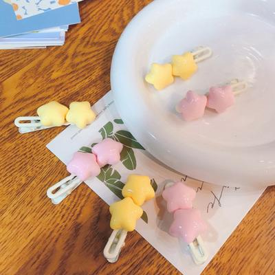 2Pcs Girl Hairpins Candy Color Star Decor Hair Clips Non-Harmful Design Smooth Edges Moderate Clamping Force Hairpin Hair