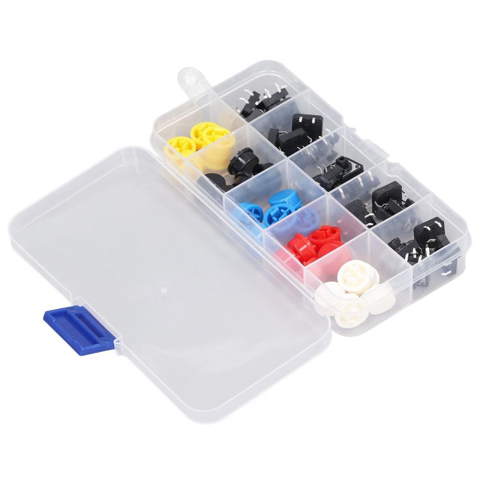25 PCS Round Shape Tact  Push Button Switch 4 Pin Tactile Push Button Kit  for Arduino Projects