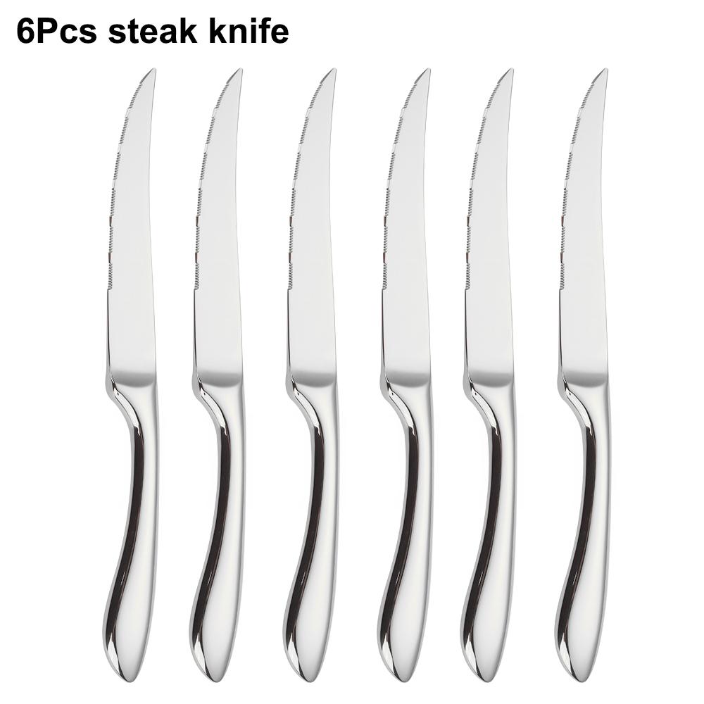 6/16/20/24Pcs Sliver Tableware Stainless Steel 304 Cutlery Set Mirror Fork Spoon Western Dinner Set Smooth Handle Flatware4