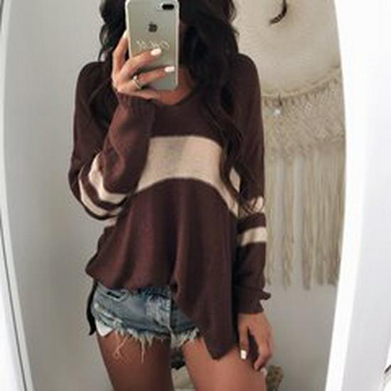 Women's 2018 Autumn Winter Knitwear: Round Neck Backless Cross Sweater for Office Commuting