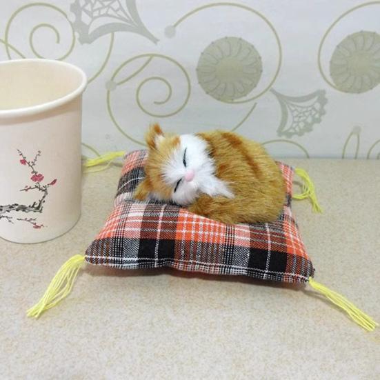 Κούκλα Γάτας Προσομοίωσης Βελούδινο Παιχνίδι Μίνι Ρεαλιστικά Κοιμισμένα Γατάκια σε Χαλάκι Φιγούρα