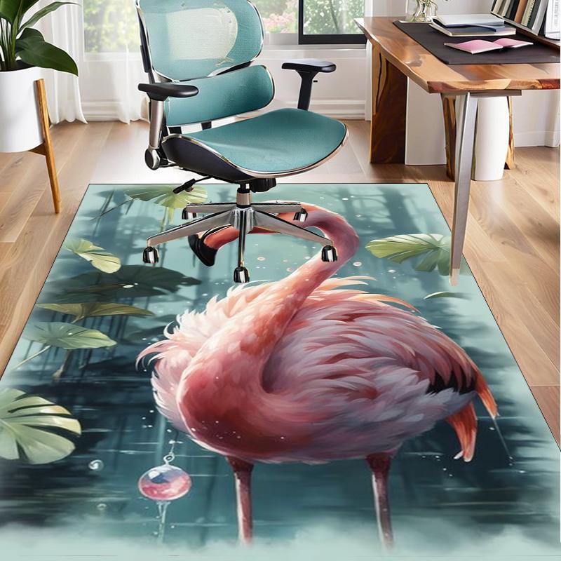 Flamingo In Tropical Paradise Office Rug Chair Mat, Entryway Carpet, Suitable for Front Door, Bedroom, Living Room, Desk, Holiday Gift