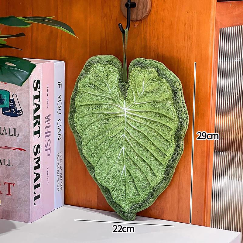 Green Plant Handkerchief Hand Towel Kitchen Towels Hanging Cleaning Towel Super Absorbent Bathroom Kitchen Accessories