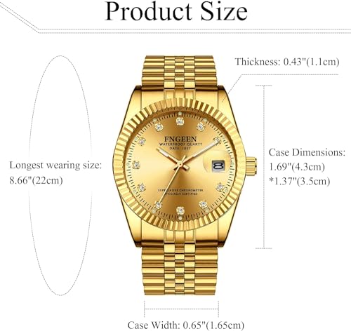 Couple's Gold Stainless Steel Watches: 3ATM Water Resistant, Stylish Analog Display, Japanese-Made Quartz Movement, Gold, Leisure, Business, Men's, Wo
