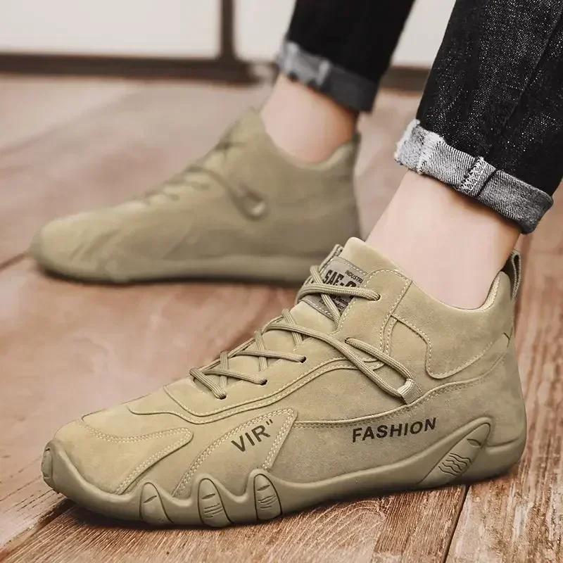 Shoes for Men Casual Sports Shoes Leather 2024 New Anti Slip Men High Top Shoes Short Boots Comfortable Men Walking Sneakers