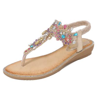 Übergröße 36-45 Schuhe für Damen Sommer Elegant Damen Strass Plateau Sandalen Lässig Rutschfest Elastisches Band Keilsandalen