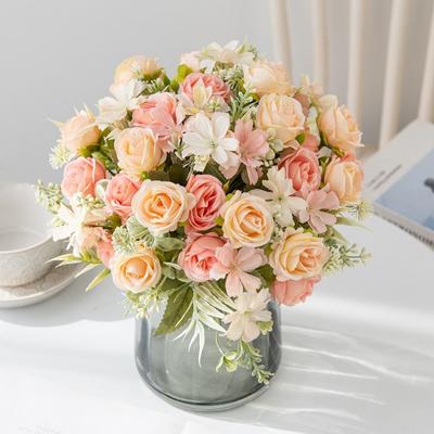 Beautiful Wedding Wreath Artificial Rose Flower Colorful DIY Simulated Flowers Landscape Bridal Bouquet Wedding Arrangements