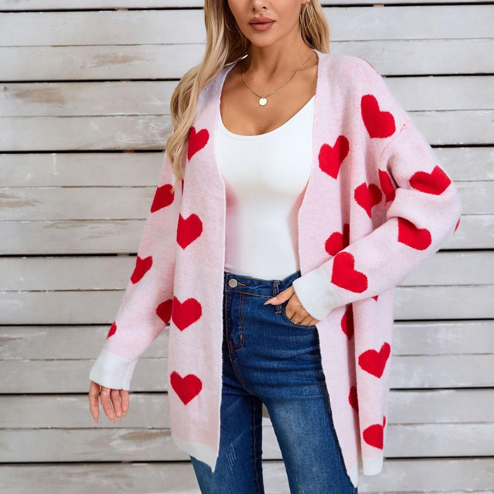 

Women s Casual Fashion Cardigan Heart Sweater Knitted Cardigan Bottoming Shirt M білий