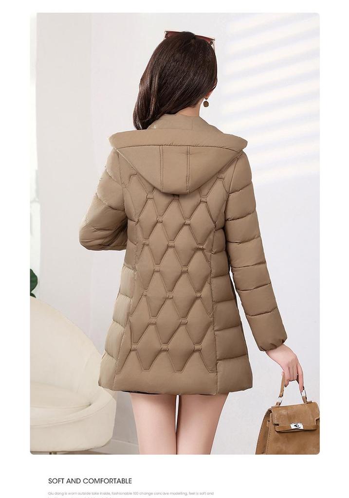 Women's Mid-Length Hooded Down Jacket - 2025 Autumn/Winter Slim Fit