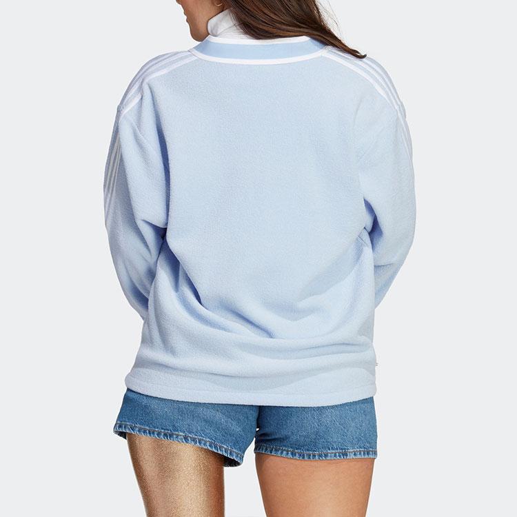 adidas Gestreifter Strick-Cardigan mit Einreiher für Damen Tops Hellrosa Blau IP3760