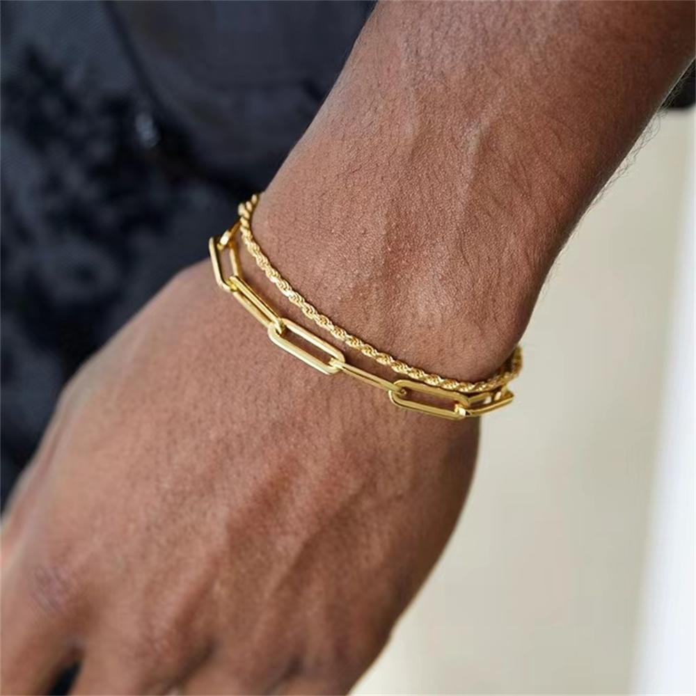 Multilayer Titanium Steel Chain Bracelet Men Gold Color Twist Chain Stainless Steel Bracelet Party Jewelry Bracelet For Women