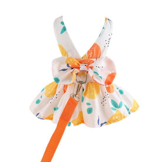 

Милое платье для собаки и поводок с украшением в виде банта Платье принцессы для домашних животных и кошек для весенне-летнего отдыха на свежем воздухе S оранжевый