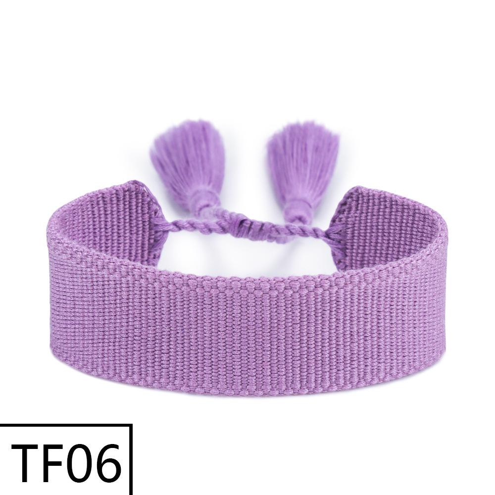 Adjustable European & American Fashion Embroidered Polyester-Cotton Tassel Bracelet with Customizable Logo