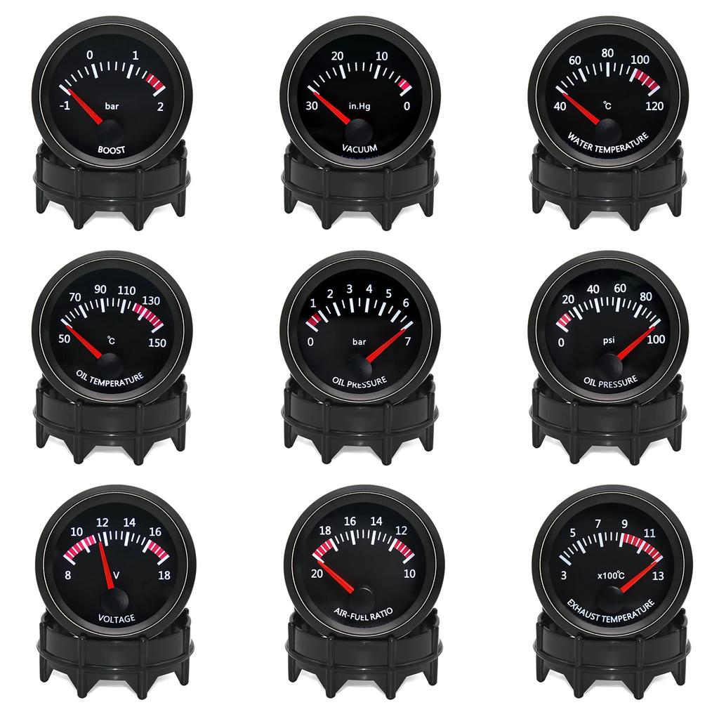 52mm Digital Car Water Temp Oil Pressure Boost Oil Temp Voltmeter Air Fuel Ratio Meter Exhaust Temp Gauge For 12V Racing Gauge