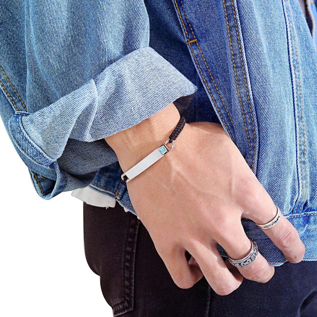 Brama Bracelet Pair Couple Style Zirconia Silver Plated Adjustable Bracelet Popular Men's Women's Women's (Silver-Men)