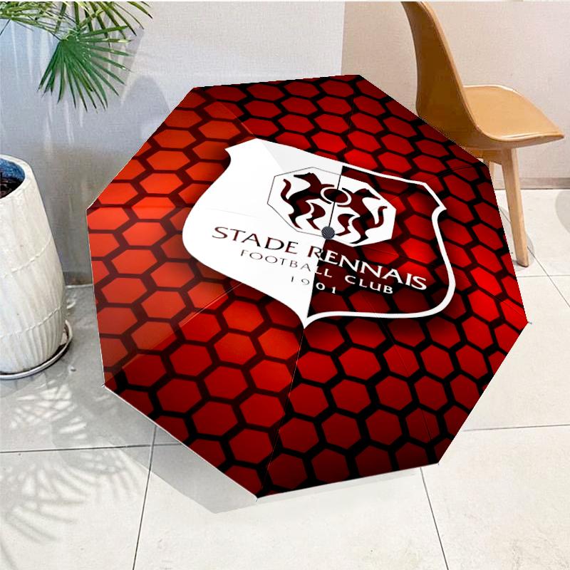 Stade Football Club Crest Automatic Folding Umbrella - 8-Rib Travel Umbrella with Auto Open/Close & Portable, Gift for Christmas, Birthdays