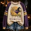 Women's Halloween Print Neck Long Sleeve Pullover Top