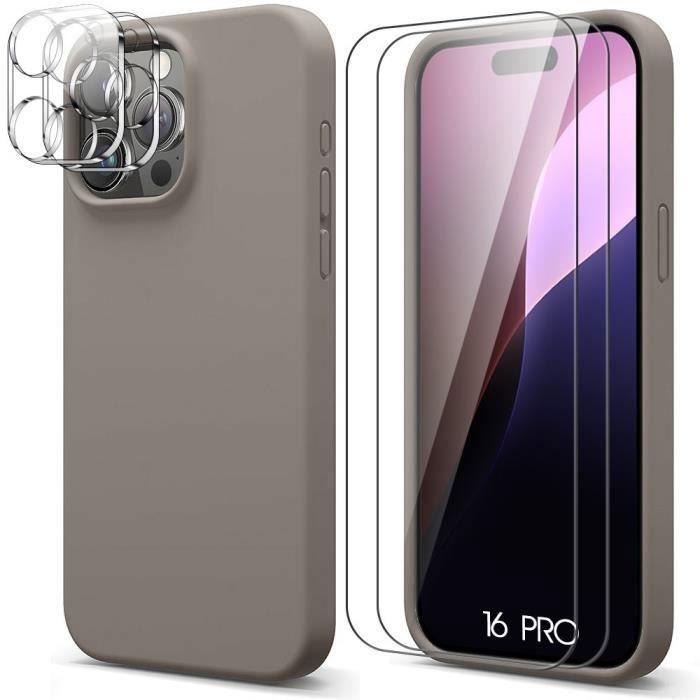 Coque de protection - silicone - iphone 16 pro - gris - 2mm - compatible recharge sans fil
