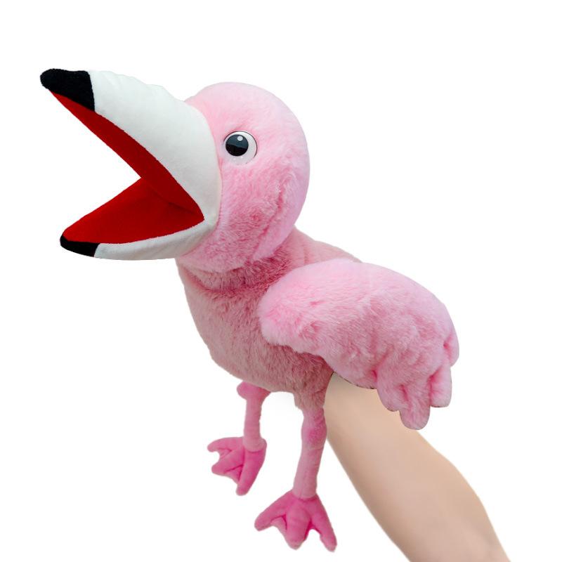 Bird Soft Stuffed Toy Doll Parrot Owl Eagle Flamingo Peacock Cospaly Plush Doll Educational Baby Toys Kawaii Hand Finger Puppet
