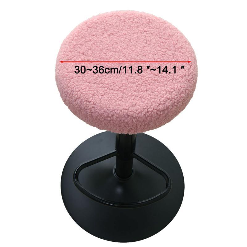 Non-slip Fleece Round Swivel Stool Cover Stretch Washable Bar Chair Protector for Home Coffee Shop Pub Counter Seats