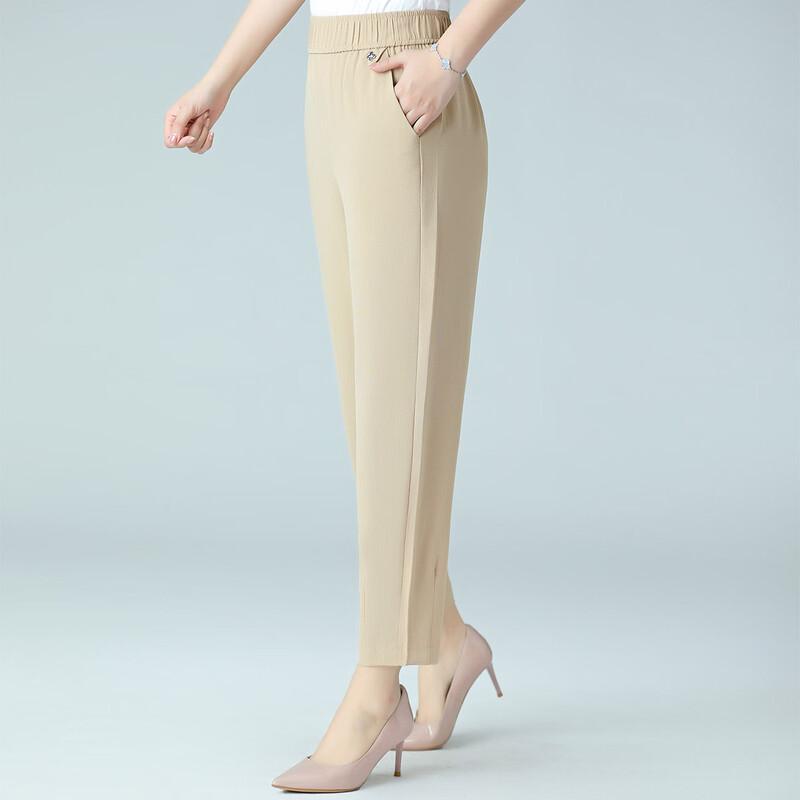 Pa Si Te Women's Elastic Waist Loose Casual Cropped Pants