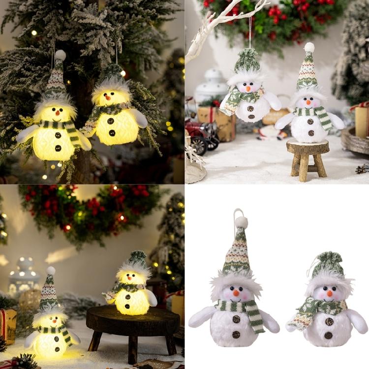 Set Of 2 Decorative LED Lamps Snowman Ornament with Colorful Accessories Elegant Christmas Ornamentation Supplies