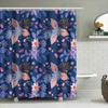 Colorful Floral Shower Curtain Navy Blue Pink Purple Green Bathroom Decor Waterproof Fabric Bath Mat Cover Free Size 72X84 Inche