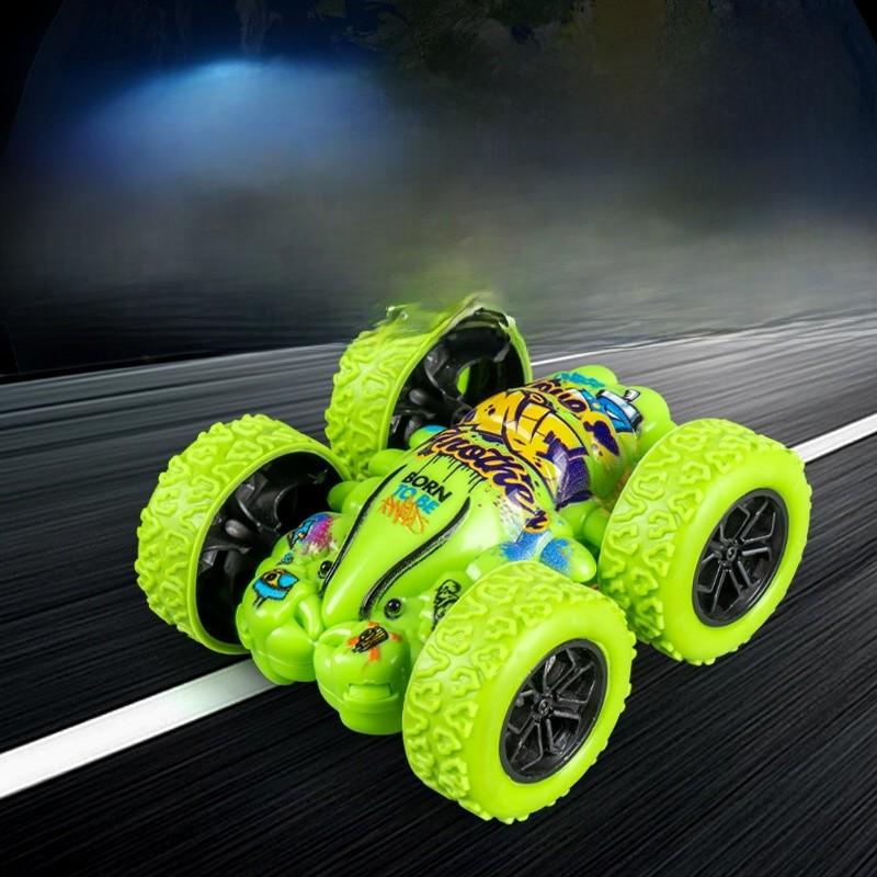 Inertia Cartoon Graffiti Offroad Car Toy With Doublesided Stunt Flip For Kids Play And Development