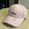 Ripped peaked cap men's embroidered hard top hat shows a small face, wide brim baseball cap women's enlarged and deepened