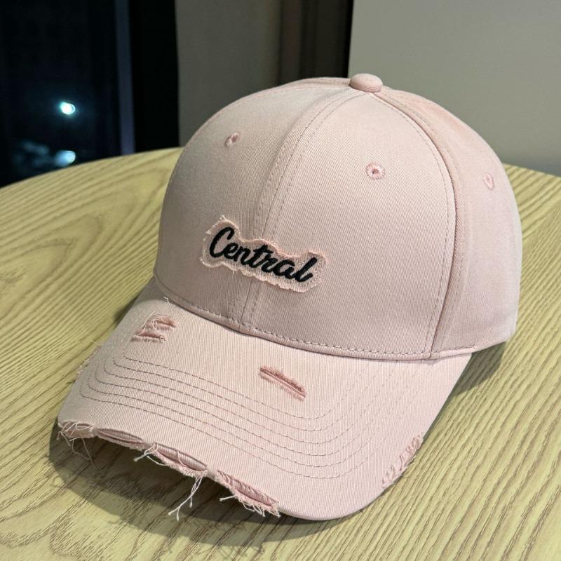 Ripped peaked cap men's embroidered hard top hat shows a small face, wide brim baseball cap women's enlarged and deepened