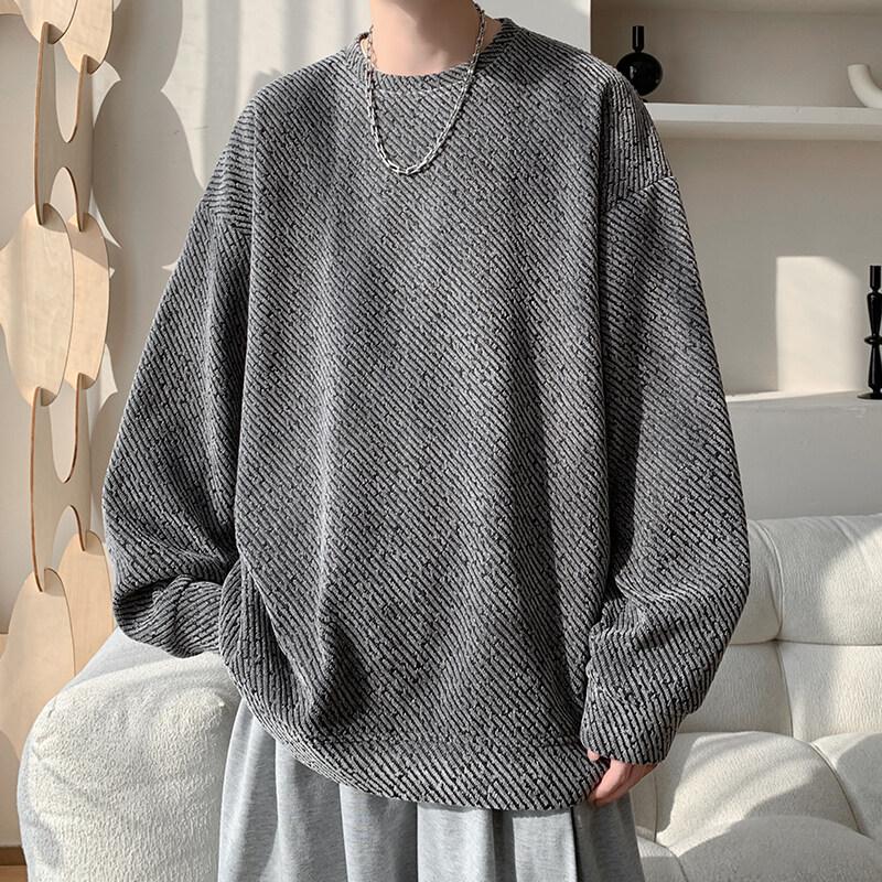 Men s Zebra Print Round Neck Hoodie - Autumn 2025 Heavyweight Jacket M серый