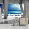 Modern Photo Wallpaper Stone Pillar Sea Wave Landscape Wall Murals Living Room Dining Room Mural