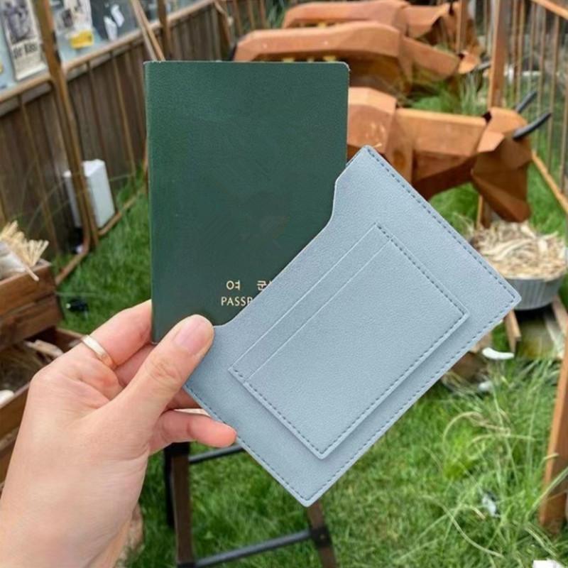 Simple Solid Color Passport Cover Multifunctional Pu Leather Card Holder Passport Clip Airplane Check-In Ticket Folder Travel