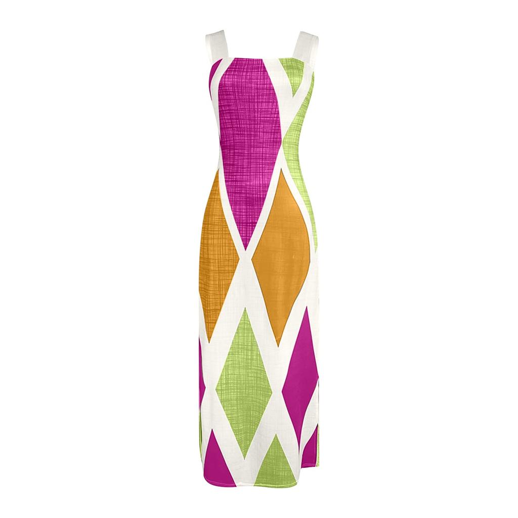 Women's Elastic Printed Long Skirt Versatile Retro Dress
