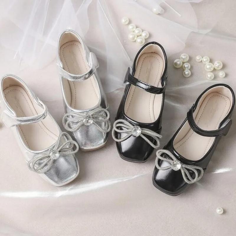 2025 Children Princess Leather Shoes for Girls Spring New Fashion Soft Comfortable Elegant Chic Bowtie Party Wedding Dress Shoes
