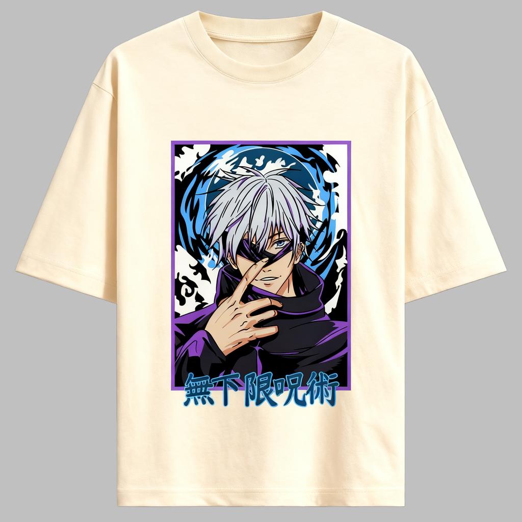 Jujutsu Kaisen Anime Gojo Satoru Printing Cotton Tshirt Men and Women Harajuku Casual Loose Summer Anime Peripheral Clothing