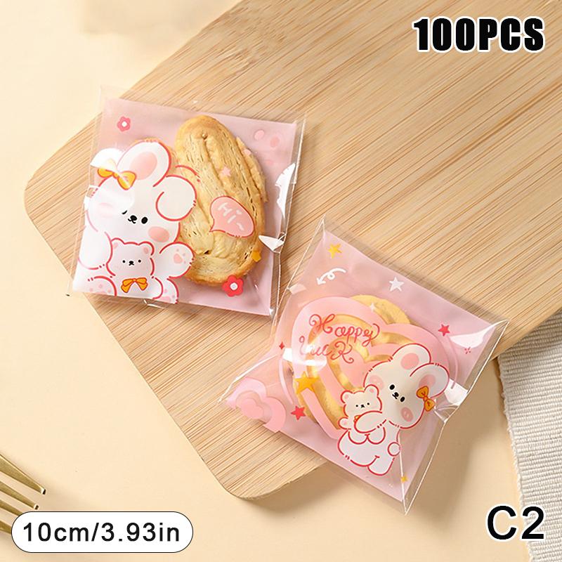 100 Teile/los Kunststoff Cartoon Cookie Und Süßigkeiten Taschen Selbst-Adhesive Geschenk Tasche Für Hochzeit Partei Liefert Keks Verpackung Tasche