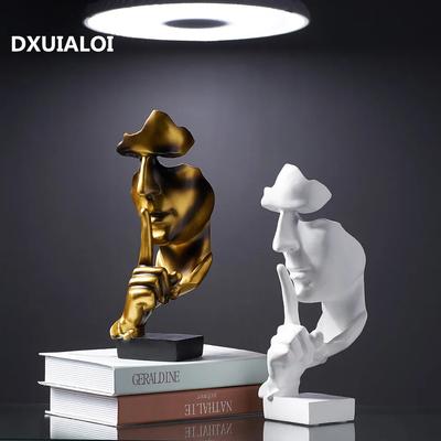 Accessoires für Heimdekoration Stille ist Gold Statue zur Dekoration Statue menschliches Gesicht Skulptur abstrakt afrikanische Dekoration