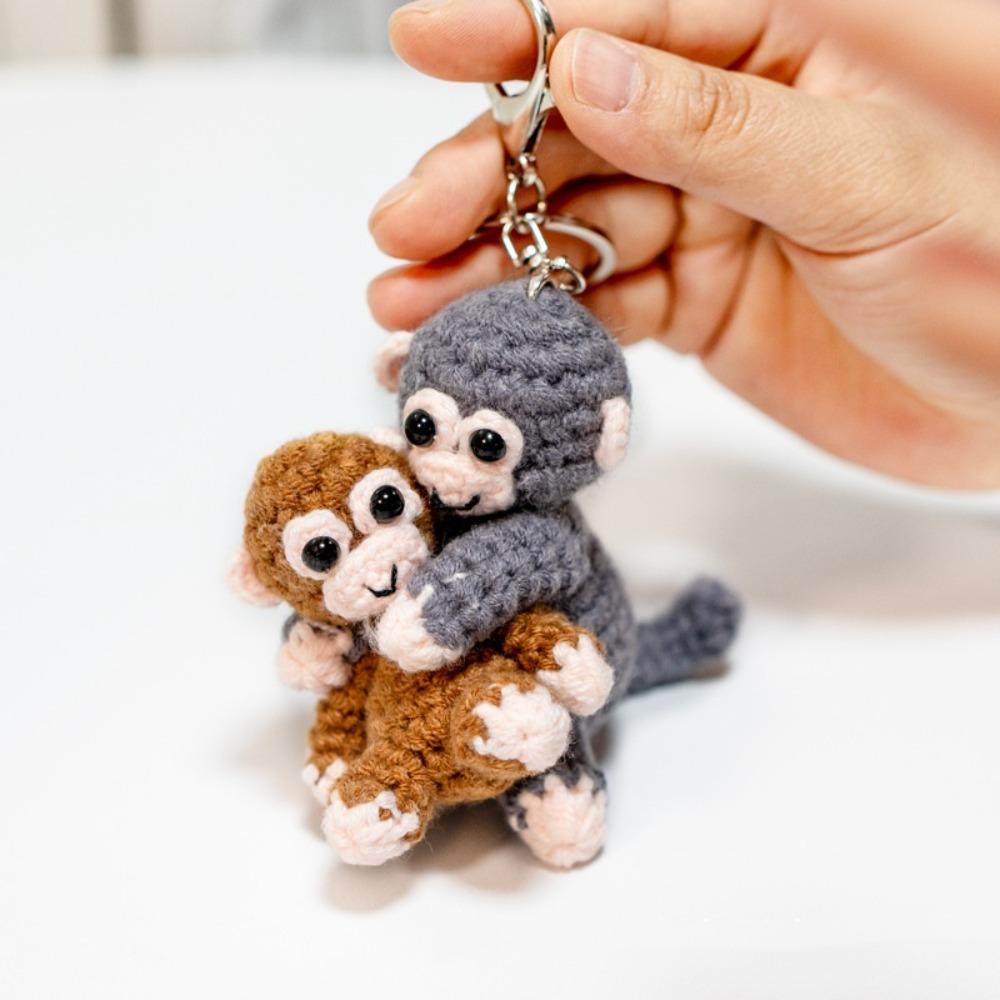 Handmade Monkey Keyring Bag Charm Knitted Doll Hanging Ornament Crochet Keychain  Daily Use