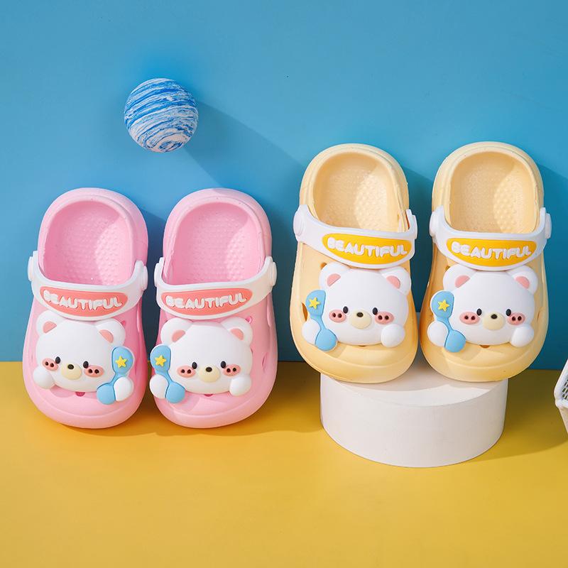 Cute cartoon soft-soled non-slip clogs for summer, baby and children's slippers, boys' and girls' closed-toe sandals