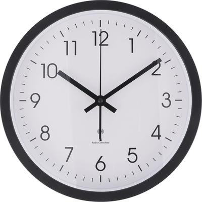 Fuji Boeki Zegar Radiowy Średnica 70475, Cichy, Analogowy, 25cm, Czarny,