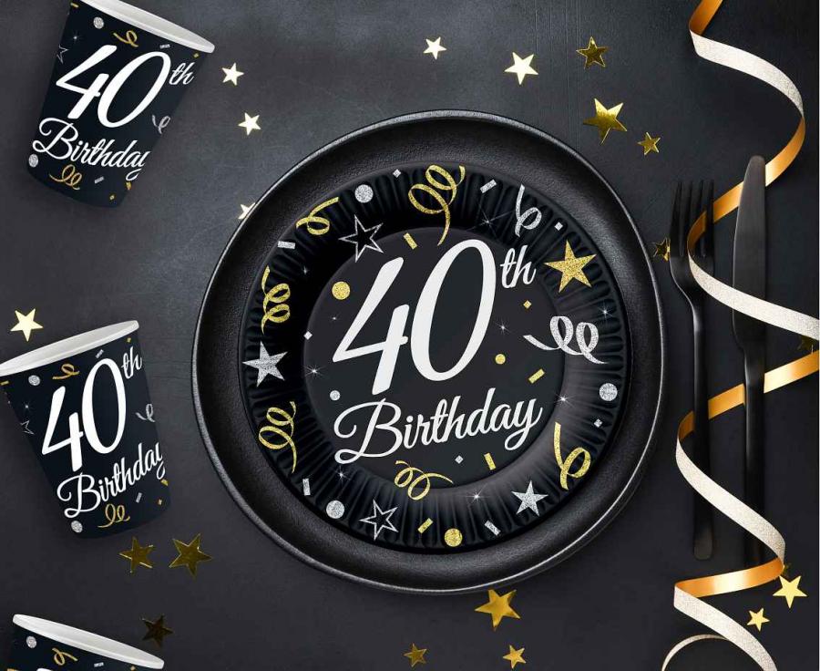 Paper Cups 40th Birthday 250ml 6 Pcs
